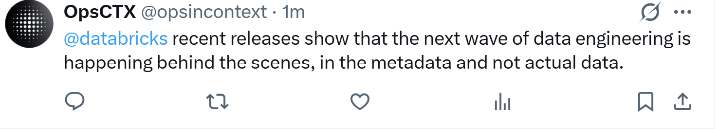 OpsCTX post about Databricks researchers working on metadata problems